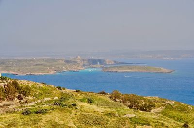 Scenic view of sea against clear sky