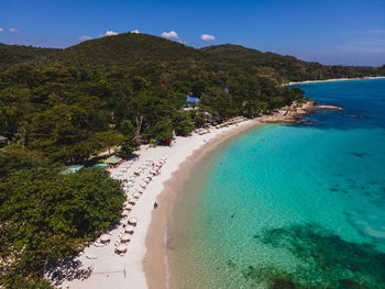 High angle view of beach against sky