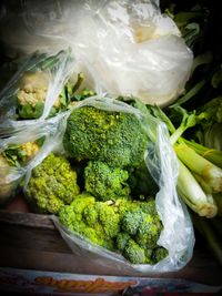 High angle view of vegetables at market stall