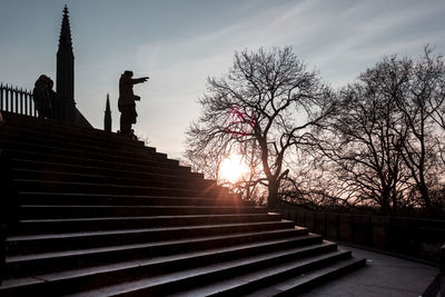 Low angle view of staircase against sky