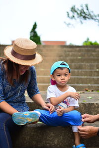 Portrait of happy mother and son 