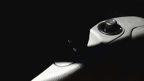 High angle view of camera on table