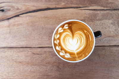 Directly above shot of cappuccino on table