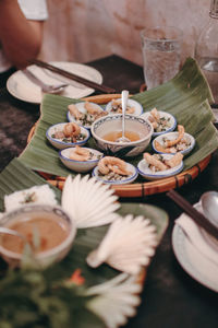 High angle view of food on table