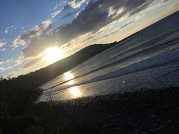 Scenic view of sea against sky at sunset