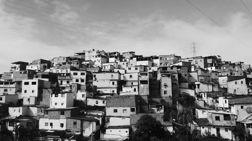 High angle shot of townscape against sky