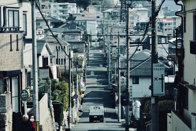 Road amidst buildings in city