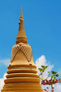 Low angle view of temple building against sky