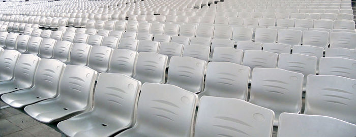 High angle view of empty chairs