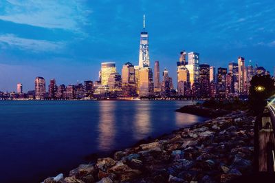 Illuminated cityscape at night