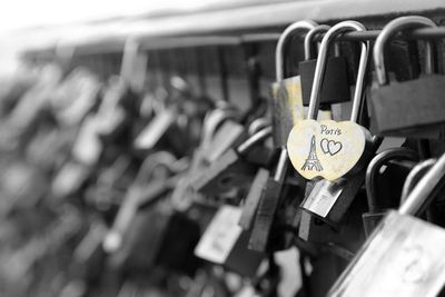 Close up of padlocks