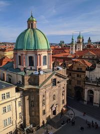 High angle view of buildings in city