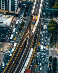 High angle view of traffic on city street