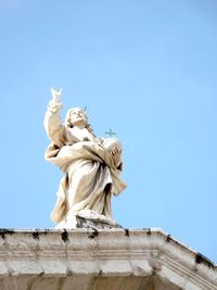 Low angle view of statue against clear sky