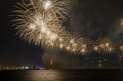 Fireworks in the doha corniche, doha, qatar.