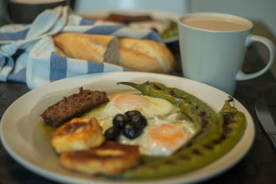 Close-up of food in plate on table