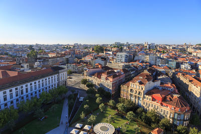 High angle view of townscape against sky