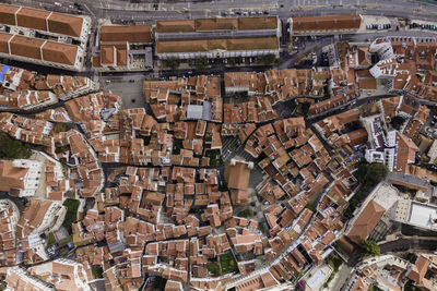 High angle view of buildings in city