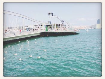 View of boats in calm sea