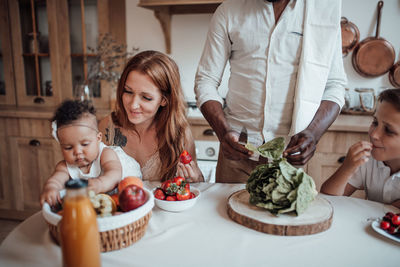 People having food at home