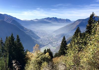 Scenic view of mountains against sky