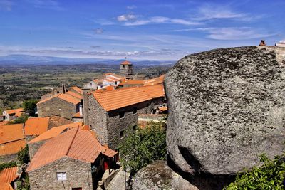 Panoramic view of residential district against sky