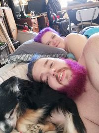 Portrait of young man lying down