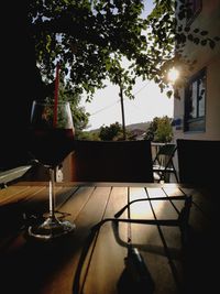 View of wine glass on table