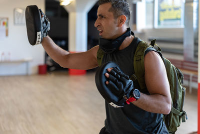 Man working at gym 