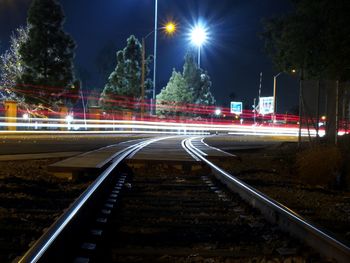 Light trails on street at night