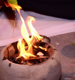 Close-up of fire pit