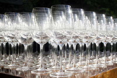 Wine glasses on table