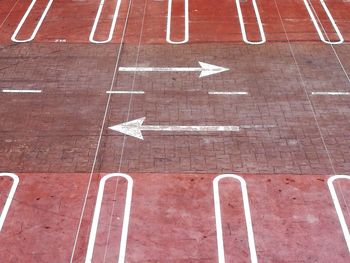 High angle view of road sign
