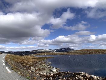 Scenic view of lake against sky