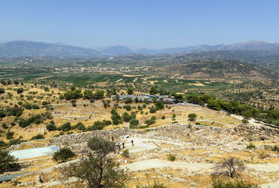 High angle view of landscape against clear sky