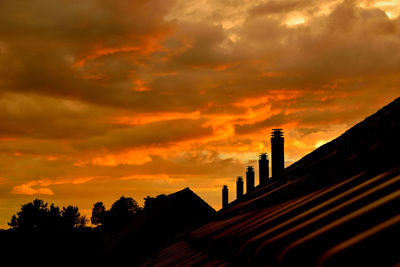 Low angle view of silhouette buildings against sky during sunset