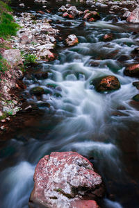 Stream flowing through rocks in forest