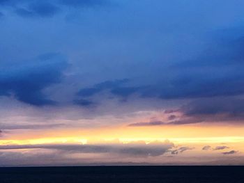 Scenic view of sea against dramatic sky