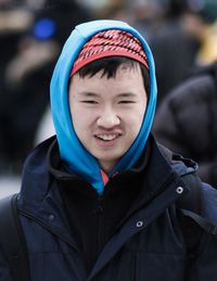 Portrait of a man in snow