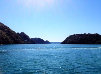 Scenic view of sea against clear sky