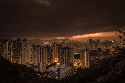 Illuminated cityscape at night