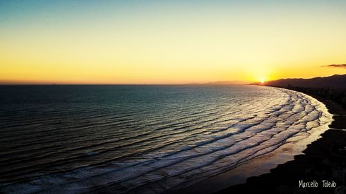 Scenic view of sea during sunset