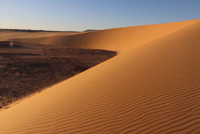 Scenic view of desert against clear sky
