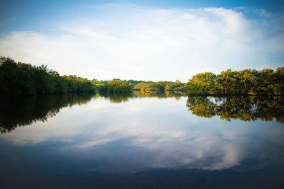 Scenic view of lake against sky