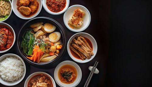 High angle view of food on table