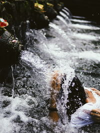 Water splashing on rocks