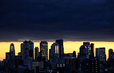 City lit up at dusk