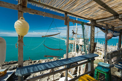 Panoramic view of sea against blue sky