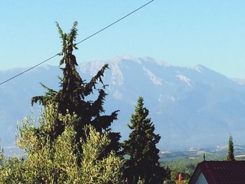 Scenic view of mountains against clear sky