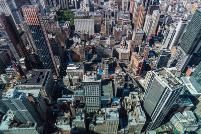 High angle view of buildings in city